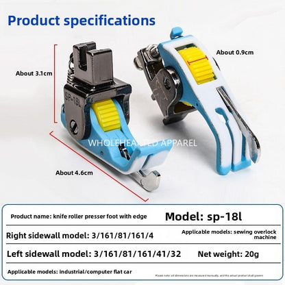 1692★  New flat car plastic Teflon baseplate left and right rib roller presser foot SP-18 with knife presser foot sewing accessories