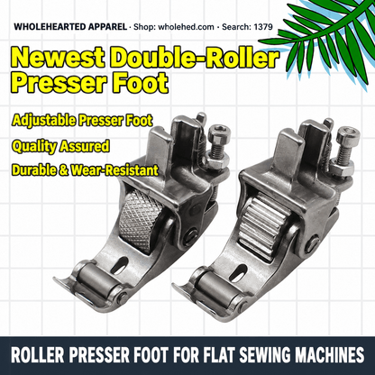 1379★ All-Steel Double-Roller Presser Foot for Flatbed Sewing Machines, Heavy Fabrics, Leather, Curtains and Padded Jackets