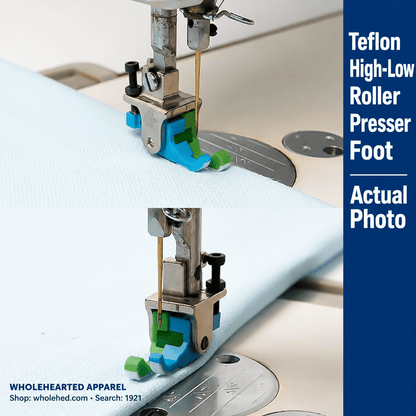 1921★ Teflon High-Low Roller Presser Foot for Computerized Lockstitch Sewing Machines, Wear-Resistant for Thick and Thin Fabrics