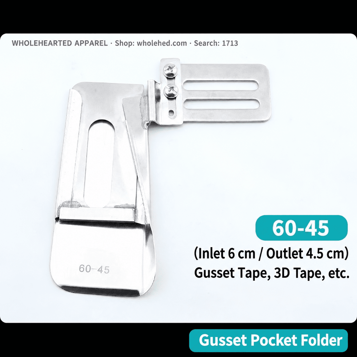 1713★ Attachment Folder Kantong Gusset untuk Mesin Jahit Flatbed Industri dan Terkomputerisasi