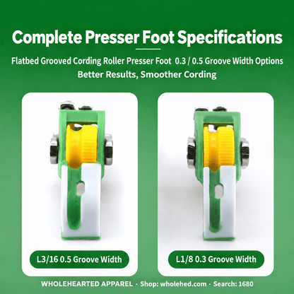 1680★ Teflon Grooved Cording Roller Presser Foot for Flatbed Sewing Machines, Cord Piping and Sewing Accessories.