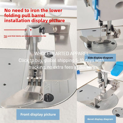 1453★  New computer flat car non-ironing, folding edge pressing foot, upper turtle back, lower folding edge non-ironing, fixed regulation, stop adjustable regulation