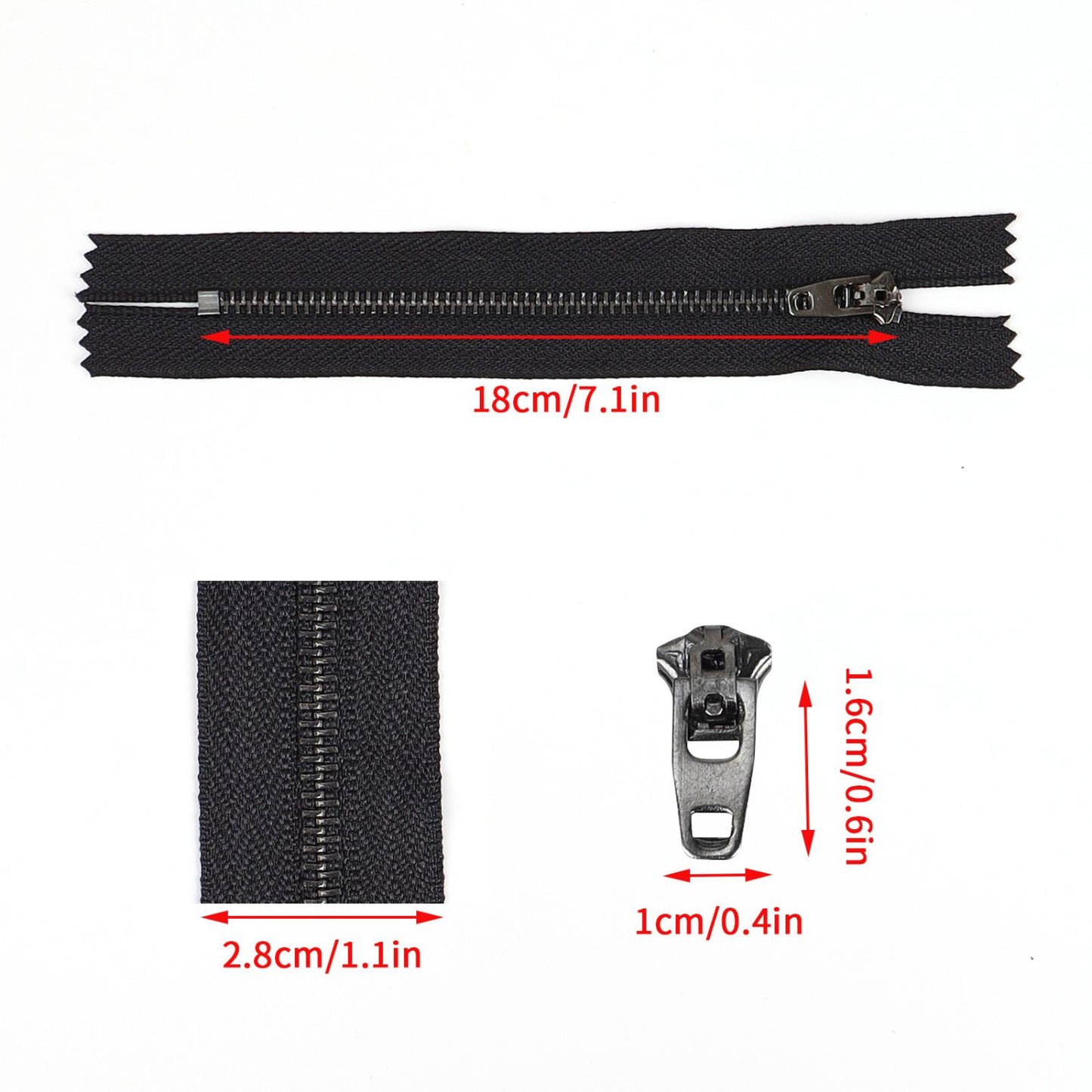 3086  Zipper No. 4 acrylic copper closed tail spring head work code U-shaped stop gun color tooth black nickel color multi-color cloth edge