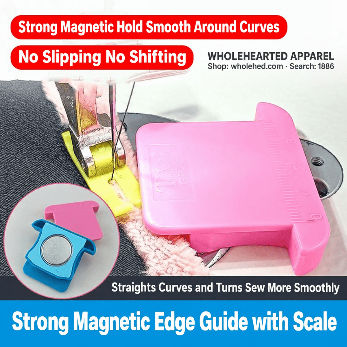 1886★ Strong Magnetic Sewing Machine Edge Guide with Measurement Scale for Flatbed Machines