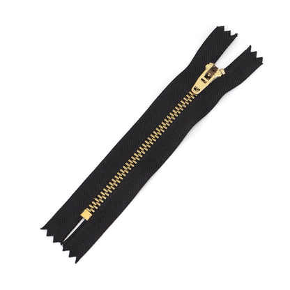 3075  Zipper No. 4 Bronze Brass White Gold Closed Tail Spring Head Metal Copper Zipper Jeans Trousers Y Teeth Pant Chain