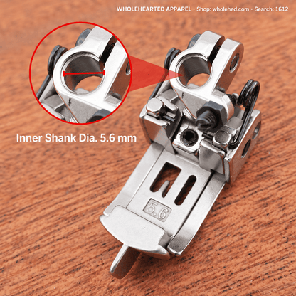 1612★ All-Steel High-Low Grooved Presser Foot with 5.6 mm Needle Spacing for 3-Needle 5-Thread Coverstitch Machines, Suitable for Thick and Thin Fabrics.
