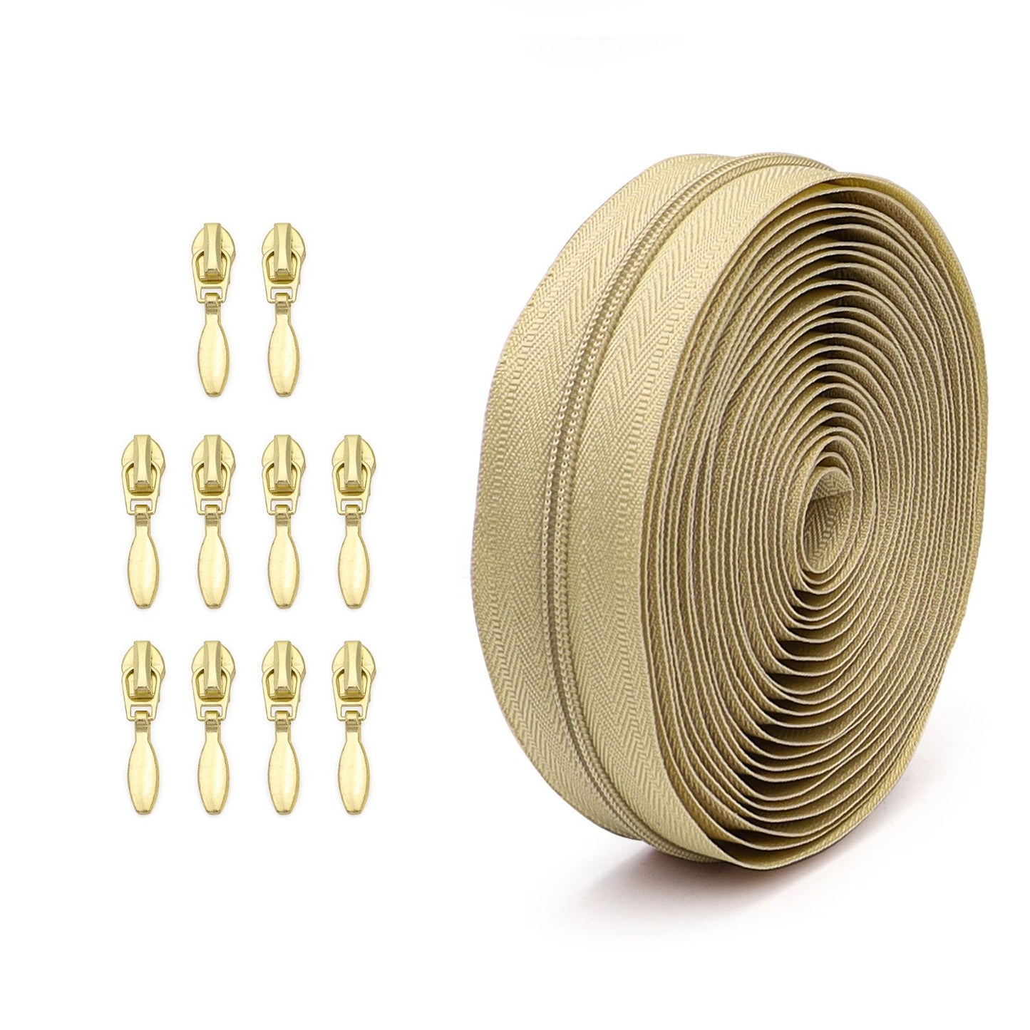 3100  Zipper No. 3 is wearing nylon solid color luggage zipper 4.5 meters + 10 light gold water drop heads = 1 pack