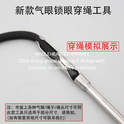 1470★ New pneumatic eye button door rope threading tool, hat waist belt pneumatic eye can wear rope head