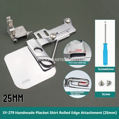 1757★ Handmade – Premium 279 shirt placket hemming folder, widened hemming attachment for curtain hems.★