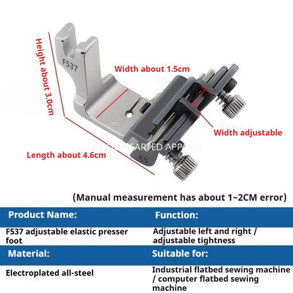 1610★  Upgraded flat car adjustable F537 rubber band presser foot electroplating elastic strap on all steel shoulder strap rubber band adjustable width★