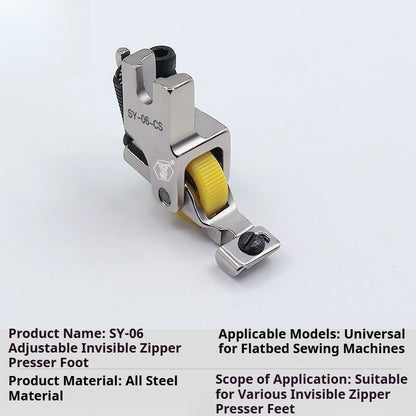 1041★  Boutique all-steel adjustable invisible zipper POM roller presser foot★