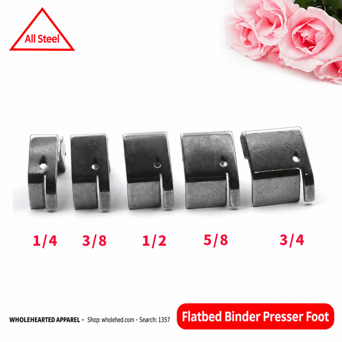 1357★ Flatbed Sewing Machine Binder Presser Foot with Wide Edge Guide for Hemming and Edge Binding.