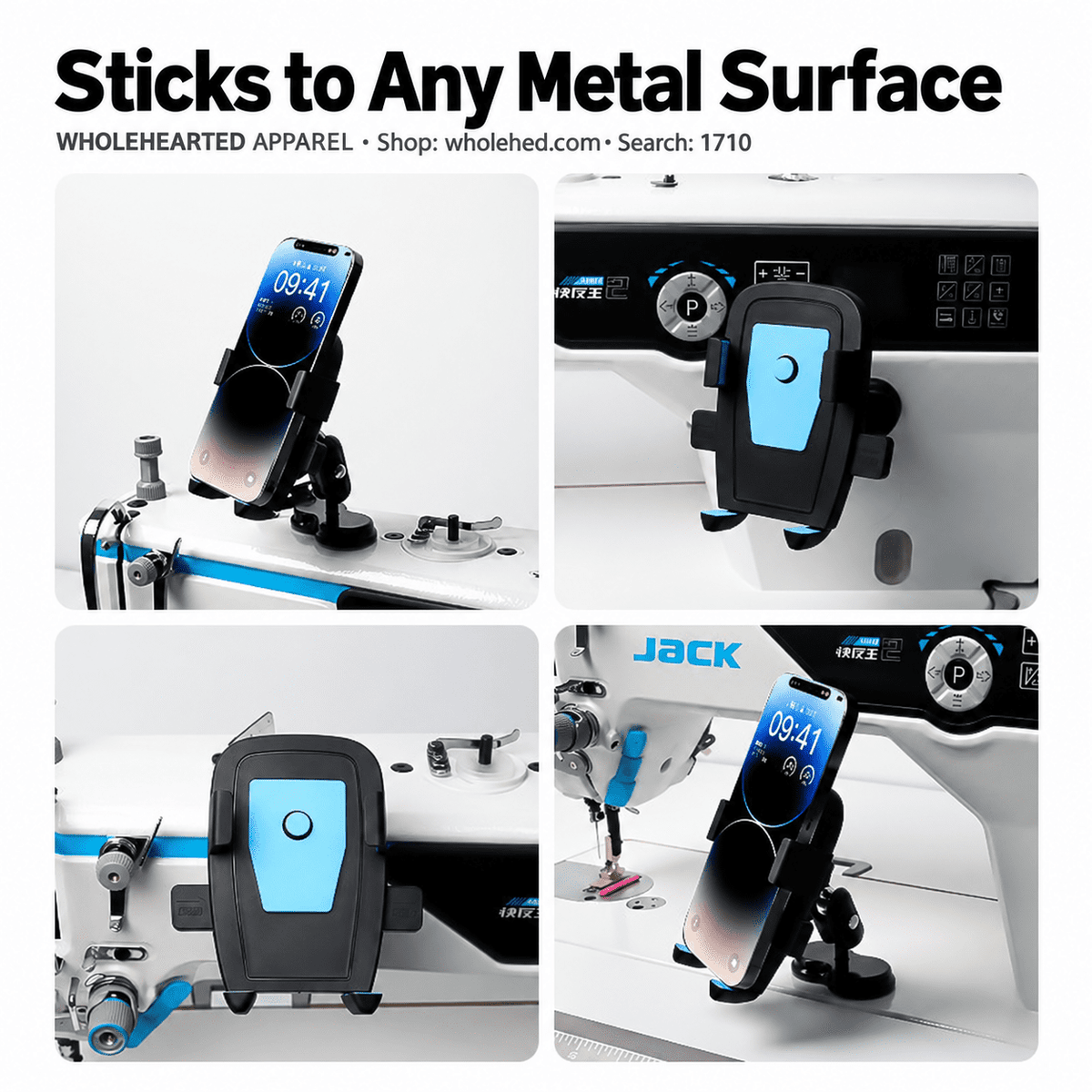 1710★ Premium Dual Magnetic Sewing Machine Phone Holder, Shock-Resistant and 360° Rotatable Sewing Accessory.