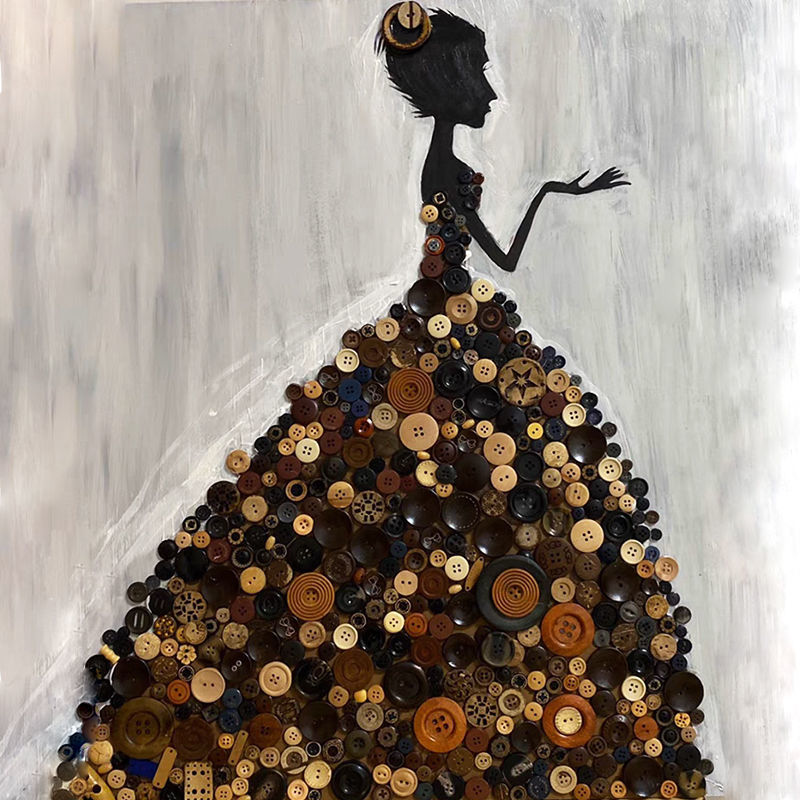 3040  Natural wood products, random wood products buttons, round button beads, single-hole signs, no-hole patches.