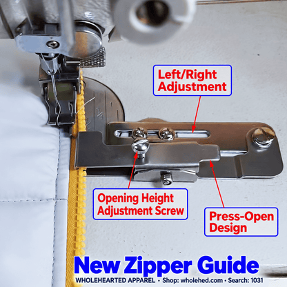 1031★ Guide-fermeture à glissière réglable nouveau style pour machines à coudre à plat, pour la couture de fermetures à glissière et de pattes de boutonnage