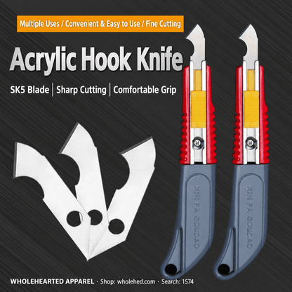 1574★ Robustes Haken-Cuttermesser für Acrylplatten, Schablonenzuschnitte, Kantenbeschnitt und Näharbeiten