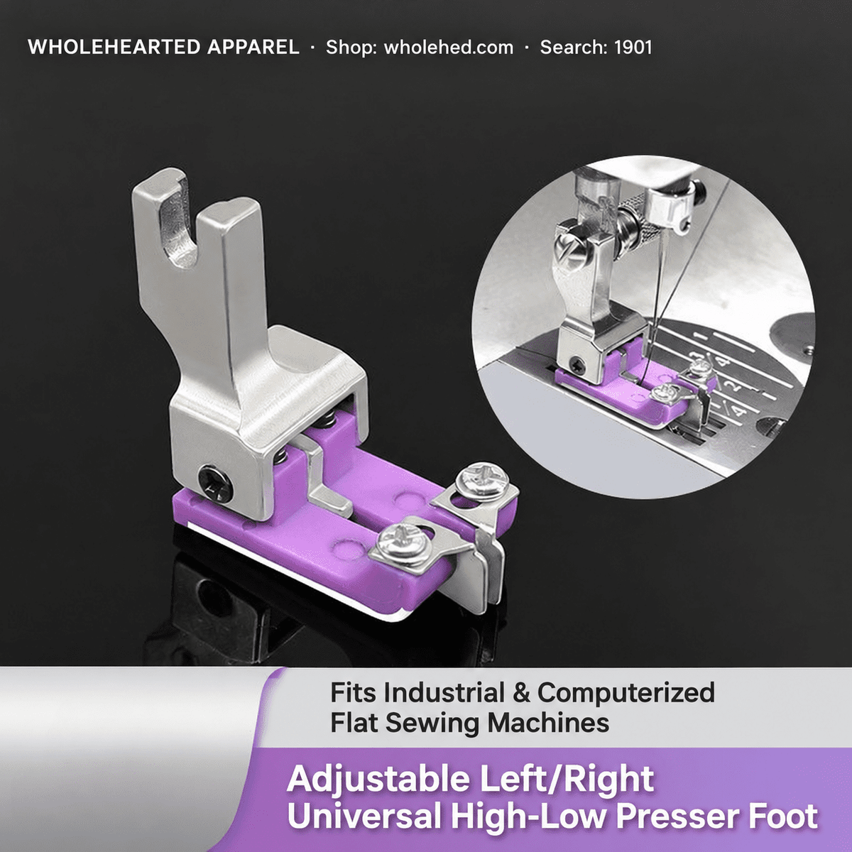 1901★ Adjustable Left/Right Teflon High-Low Presser Foot with Edge Guide for Topstitching