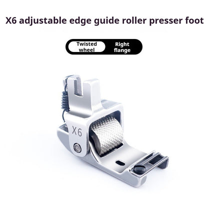 1742★ Adjustable Hemming Roller Presser Foot with Left and Right Edge Guide for X6 Flat-Bed Sewing Machine, for Hemming, Binding, and Topstitching Accessory★