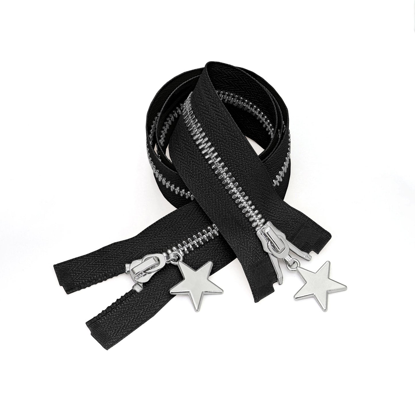 3088  Zipper No. 5 platinum open tail pentagram zipper piece jacket placket zipper double pull head down bright silver teeth
