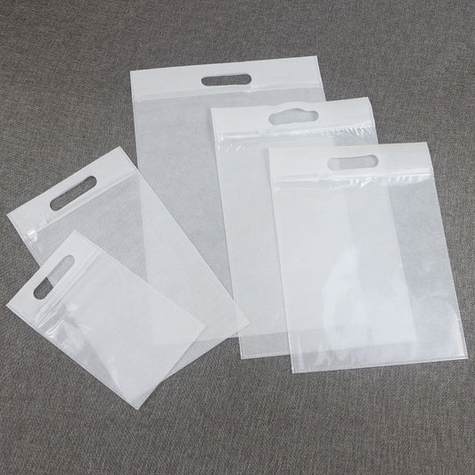 3227★  Non-woven zipper bag Transparent packaging bag Portable self-sealing bag Portable custom logo clothes storage sealing bag