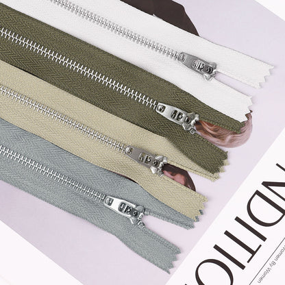 3074  New No. 3 white copper closed tail spring head work size tail with strong locking, special for pants placket zipper