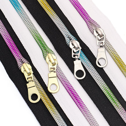 3097  Zipper No. 5 is wearing colorful teeth nylon set, bags and accessories can be used for 4.5 meters + 10 Jitong heads = 1 pack.