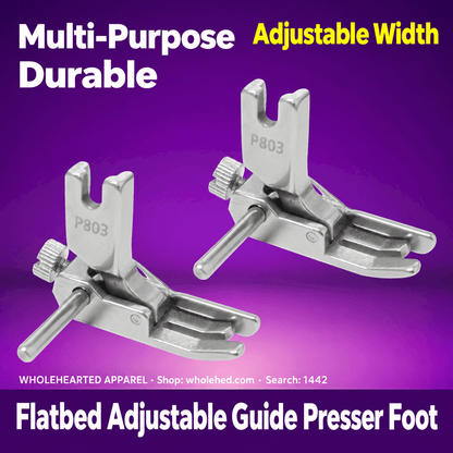 1442★ All-Steel Adjustable Edge Guide Presser Foot for Industrial Flatbed and Computerized Sewing Machines