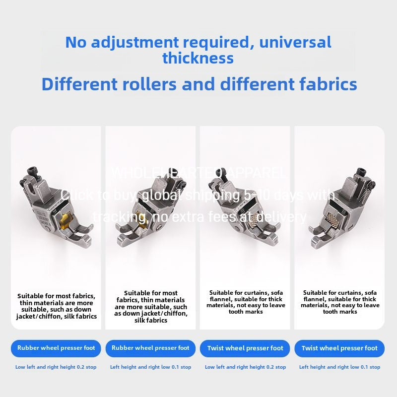 1477★  New flat car roller high and low presser foot stop pressure line leather cotton-padded coat thick material thin material adjustable wheel presser foot