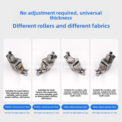 1477★  New flat car roller high and low presser foot stop pressure line leather cotton-padded coat thick material thin material adjustable wheel presser foot