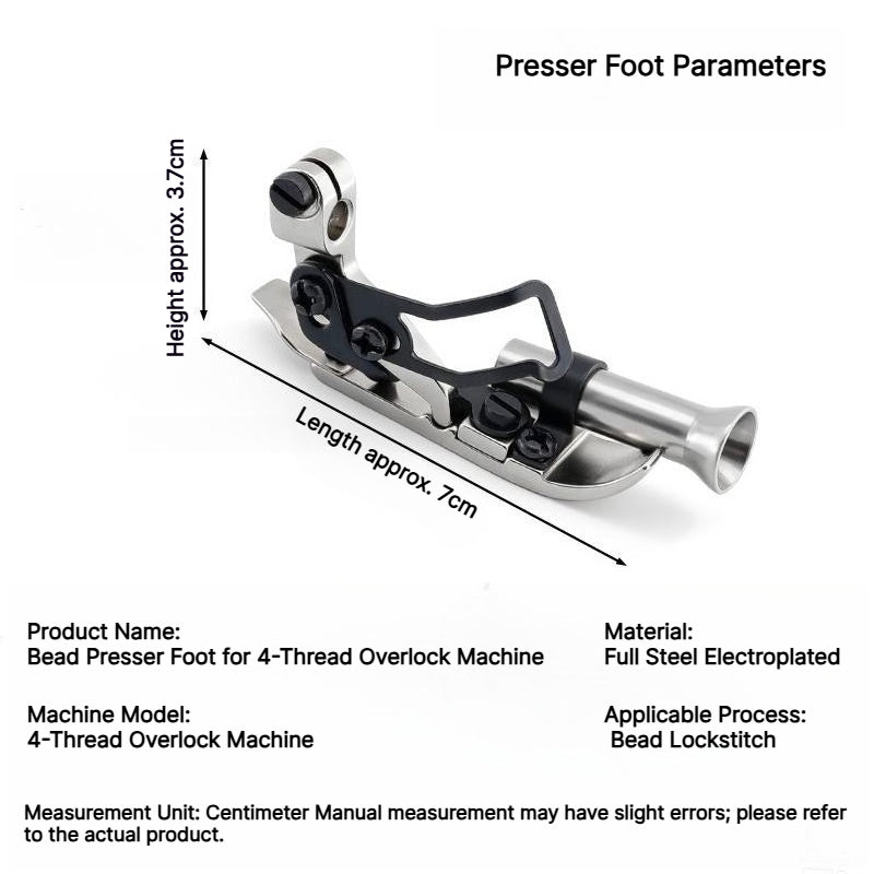 1909★ Four-Thread Overlock Beading Presser Foot, 6mm/8mm, Smooth Bead Sewing★