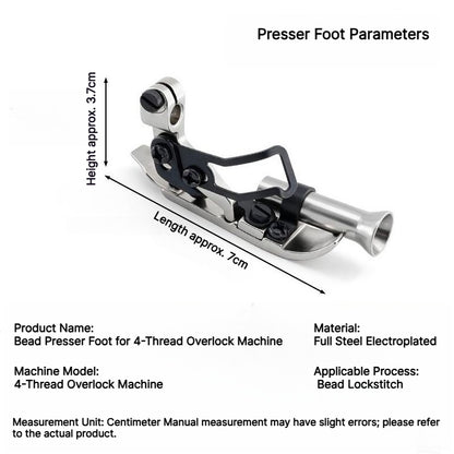 1909★ Four-Thread Overlock Beading Presser Foot, 6mm/8mm, Smooth Bead Sewing★
