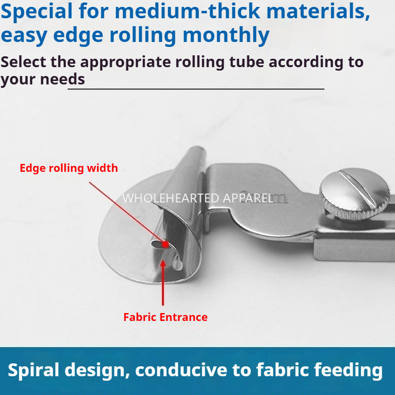 1732★ Flat sewing machine magnetic spiral hemming binder, no-installation design, dual-fixation curved hem fabric hemming attachment.