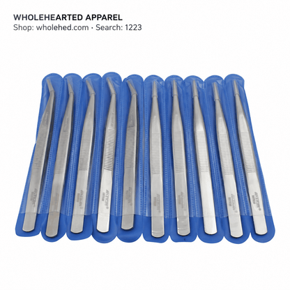 1223★ Lightweight Stainless Steel Straight-Tip Tweezers with Mirror-Polished Finish and Non-Slip Grip for Garment Production.