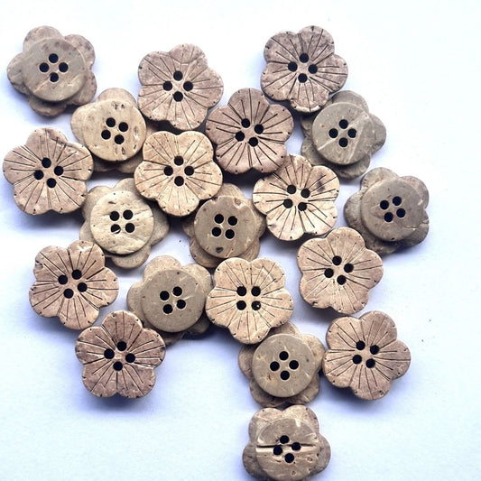 3046  Natural white coconut shell DIY buttons natural wood sweater flower buttons retro children's clothes DIY decorative handmade