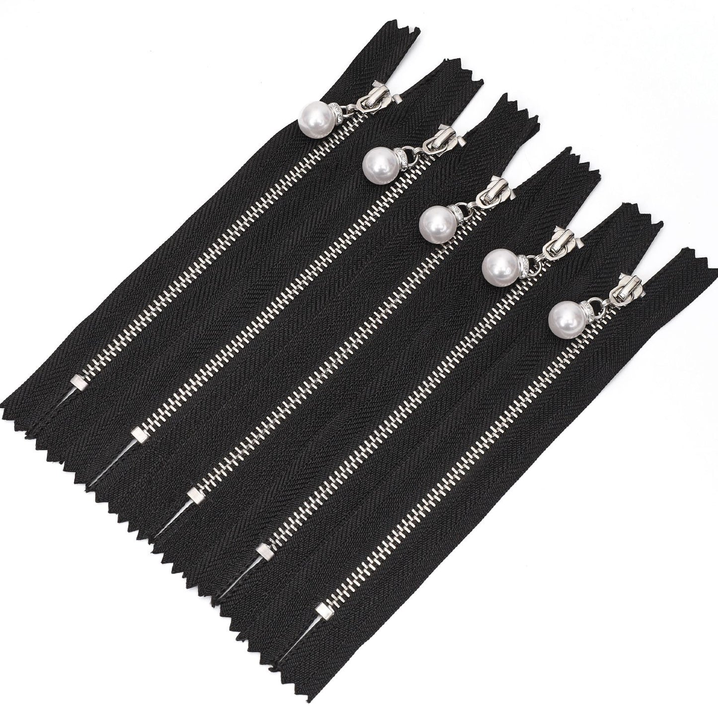 3111  Zipper No. 3 Metal Light Gold White Gold Closed End Work Code Hook Head Diamond Pendant Pearl Pull Pocket Clothing Luggage Zipper