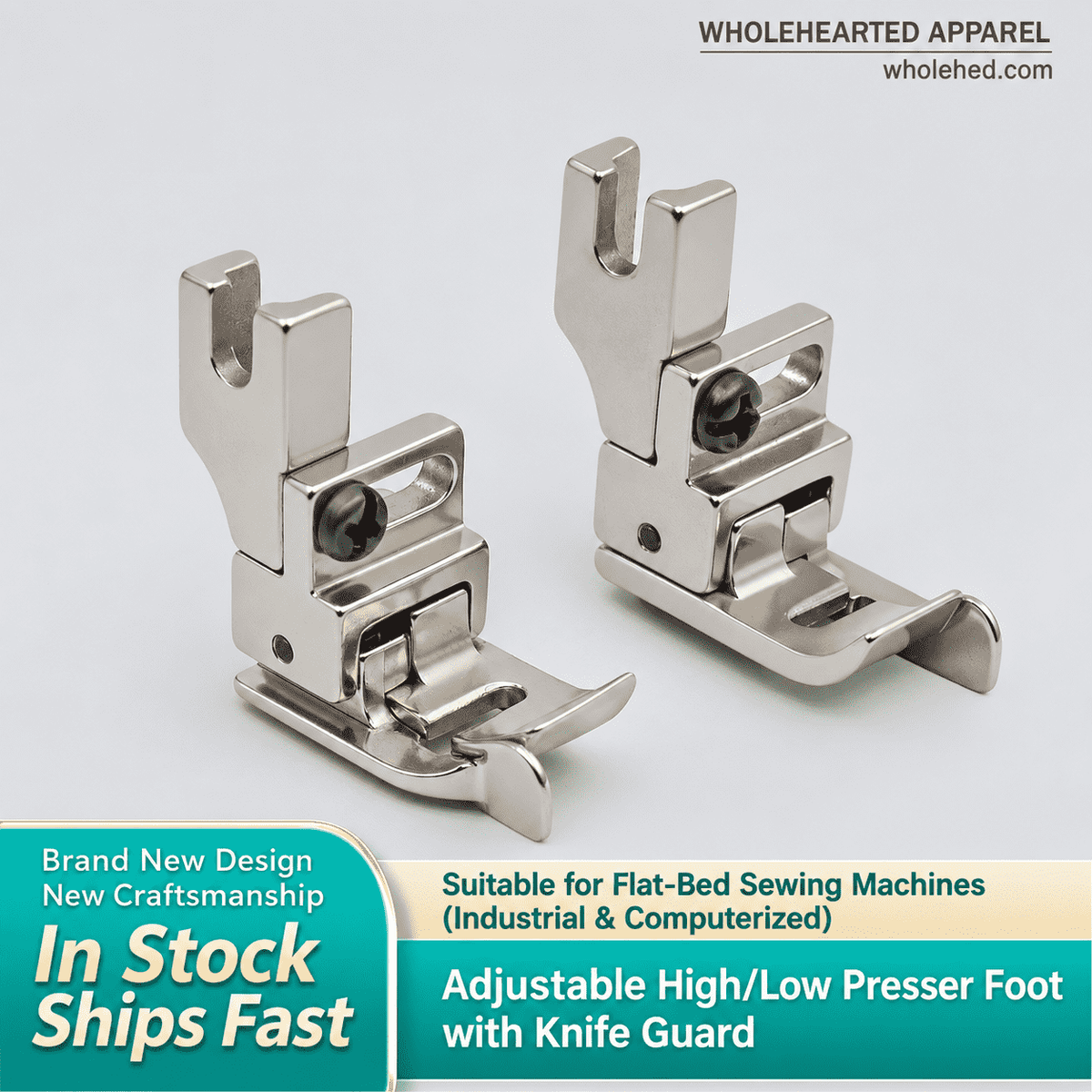 1744| SY-40 Sepatu Tekan Tinggi/Rendah yang Dapat Disesuaikan Baja Semua Premium untuk Mesin Jahit Flat-Bed Komputer dengan Panduan Tepi Pisau untuk Jahitan Tepi Topstitching★