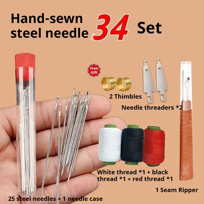 1651★ needle and thread 36-piece combination set, high-quality big-eye steel needle, thread remover 203 medium and thick five-color denim thread★