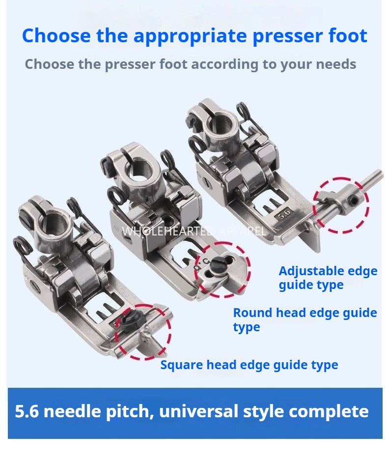 1588★ Ma Yinjian Jack, machine à coudre interlock à trois aiguilles et cinq fils, pied presseur 5.6, accessoires pour machine à coudre industrielle, pied presseur de coupe central★
