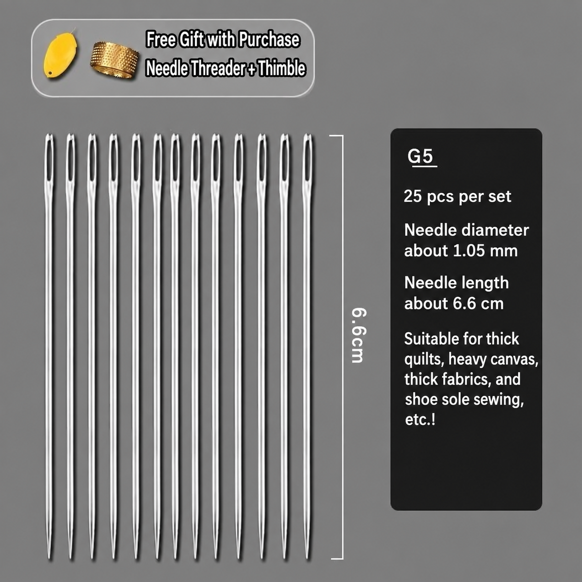 1917★ Traditional Hand Sewing Needles, Steel Needles for Clothing and Quilting, Large-Eye and Fine Sizes.