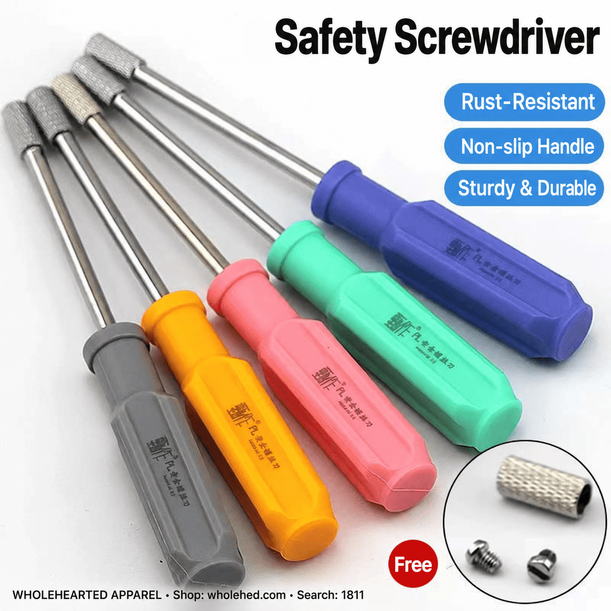 1811★ Magnetic Flathead Safety Screwdriver for Sewing Machines, Medium Size, S2 Steel