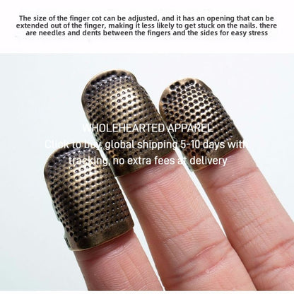 1414★ Thimble finger cover household hand sewing cross stitch thickened adjustment real copper finger guard thimble hoop sewing tool