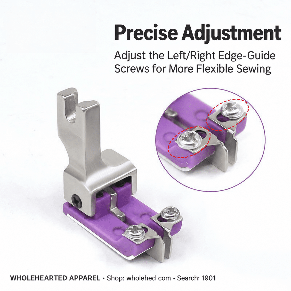 1901★ Adjustable Left/Right Teflon High-Low Presser Foot with Edge Guide for Topstitching