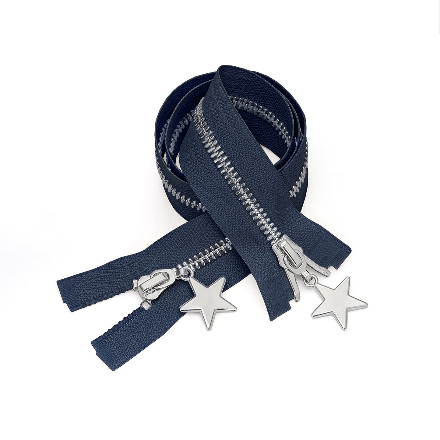 3088  Zipper No. 5 platinum open tail pentagram zipper piece jacket placket zipper double pull head down bright silver teeth