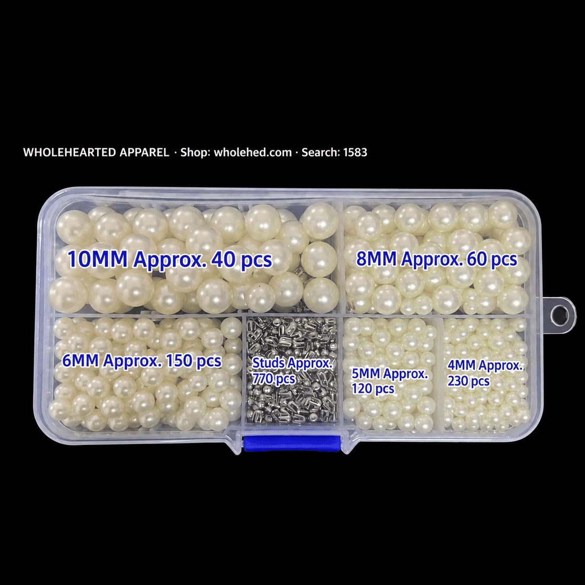 1583★ Portable Manual Pearl and Rhinestone Setting Machine Kit with One Box of No-Hole Faux Pearls and Four-Prong Studs.