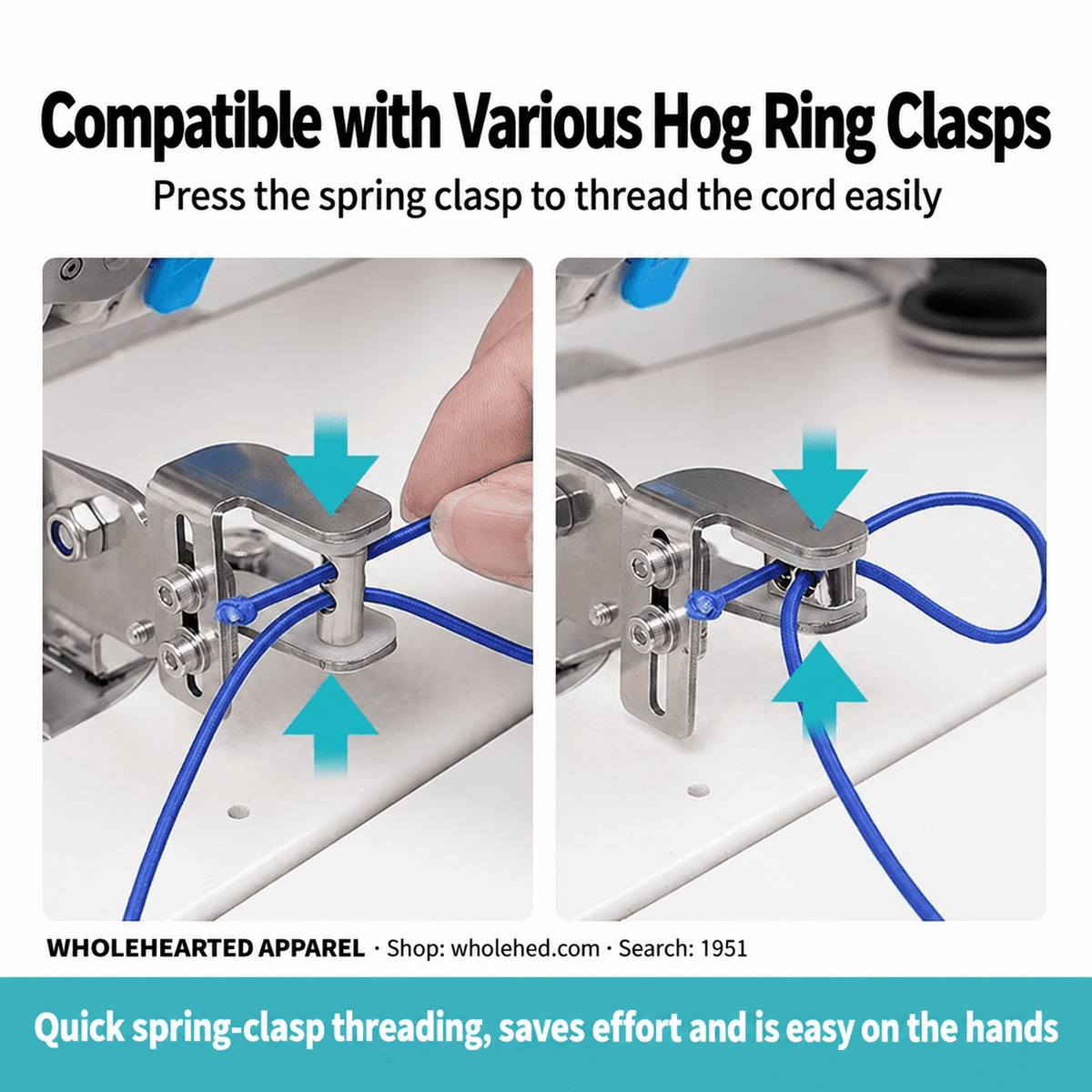 1951★ Adjustable-Height Stainless Steel Cord Lock Threading Tool for Clothing Drawstrings