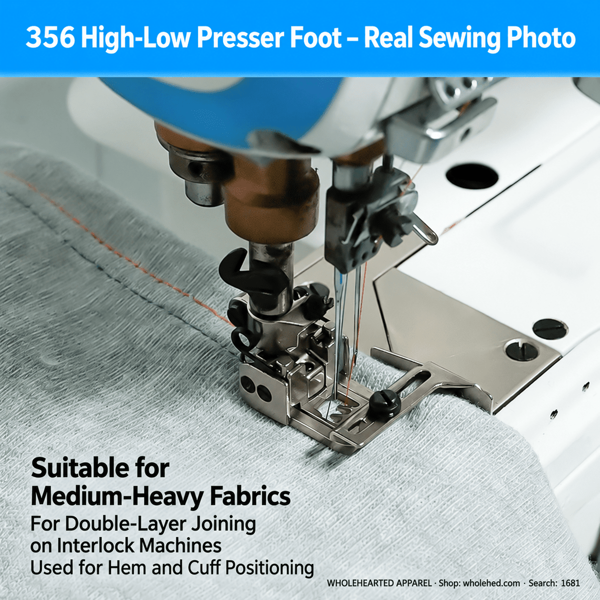 1681★ Sepatu penekan kelim dua lapis yang dapat disesuaikan untuk mesin jahit coverstitch 3 jarum 5 benang dan interlock industri, cocok untuk kain tebal