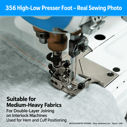 1681★ Sepatu penekan kelim dua lapis yang dapat disesuaikan untuk mesin jahit coverstitch 3 jarum 5 benang dan interlock industri, cocok untuk kain tebal