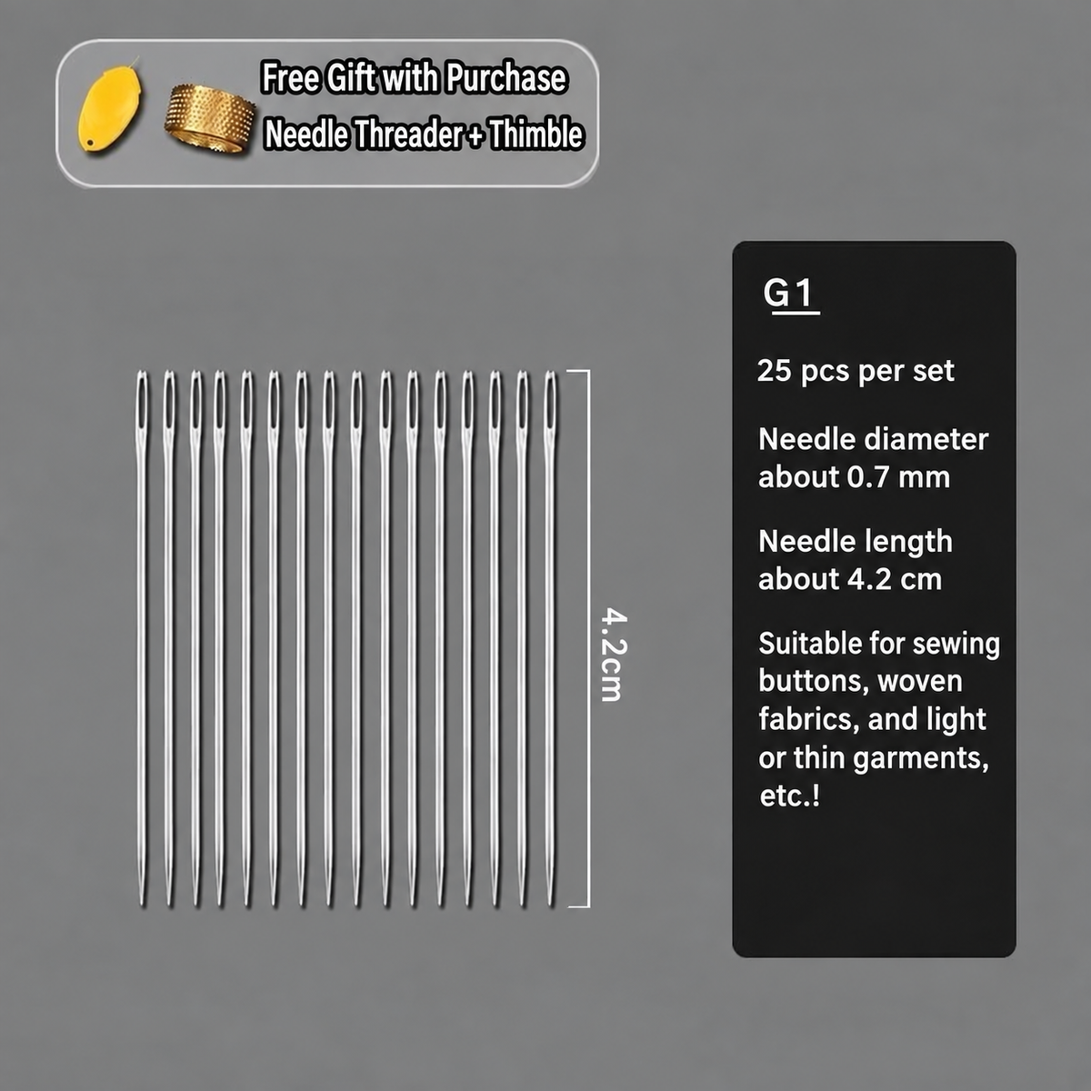 1917★ Traditional Hand Sewing Needles, Steel Needles for Clothing and Quilting, Large-Eye and Fine Sizes.