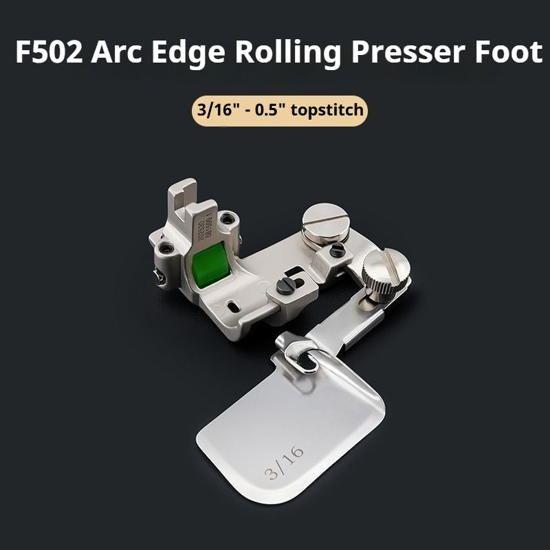 1754★ Nouveau pied ourleur courbe réglable F502, pied presseur à rouleau tout acier, adapté aux tissus légers en soie et en mousseline, accessoire de reliure populaire★