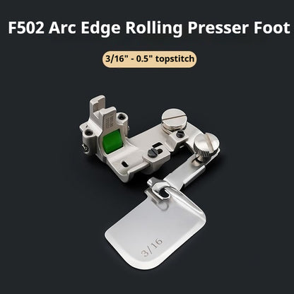 1754★ Nouveau pied ourleur courbe réglable F502, pied presseur à rouleau tout acier, adapté aux tissus légers en soie et en mousseline, accessoire de reliure populaire★